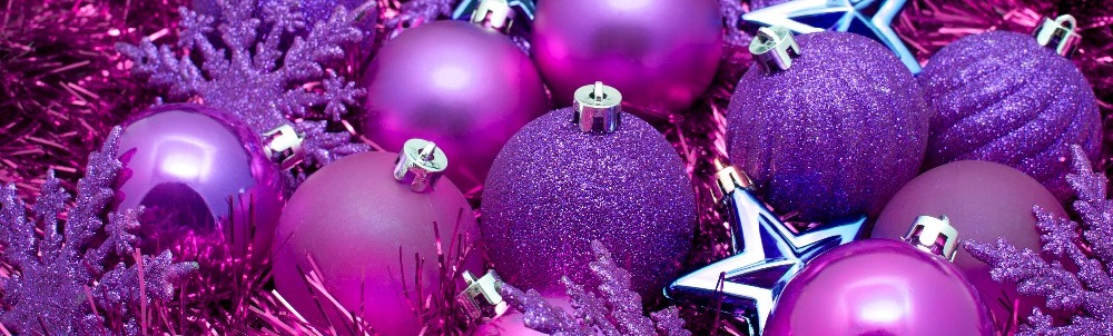 Purple and pink baubles - Christmas - Wrexham and Prestige Taxis - 01978 357777
